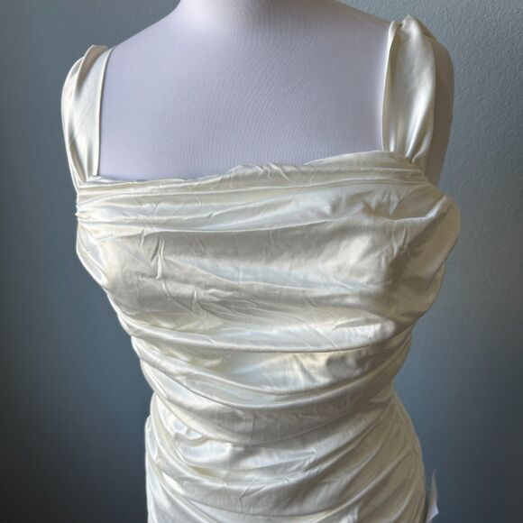 Lulus Torri White Satin Off-the-Shoulder Maxi Dress Size Medium - Picture 6 of 13